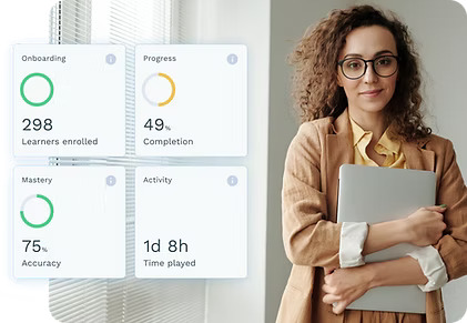 the woman with a laptop and a graph